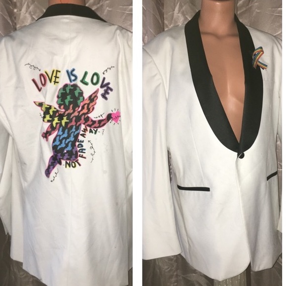 Handmade🌈Love is Love/One Love🌈Jacket Blazer Top - Picture 2 of 8